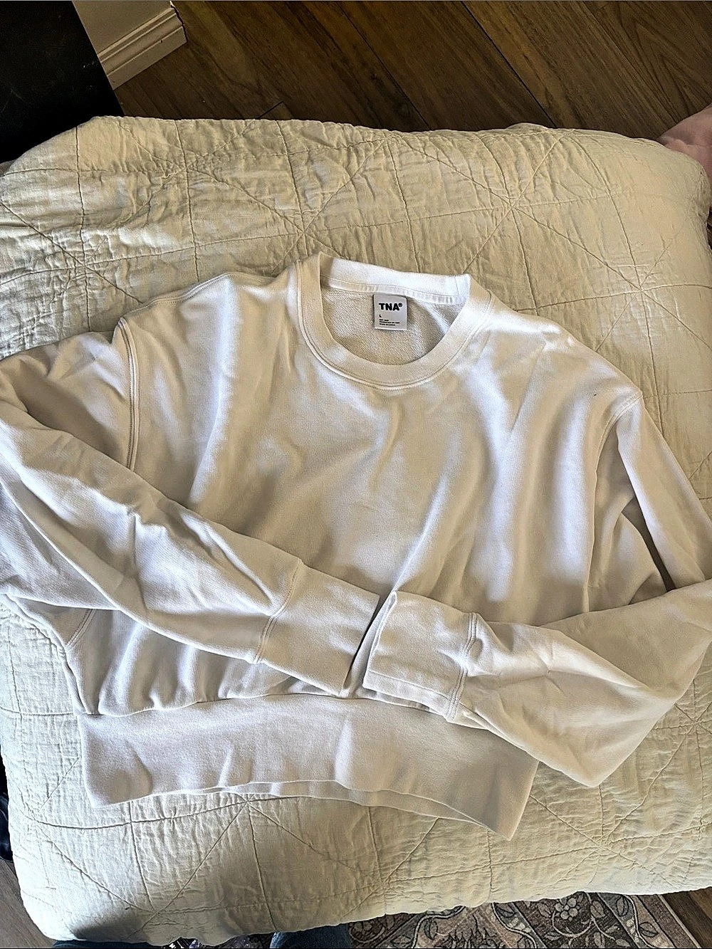 TNA Cozy Fleece Perfect Crew Sweatshirt White